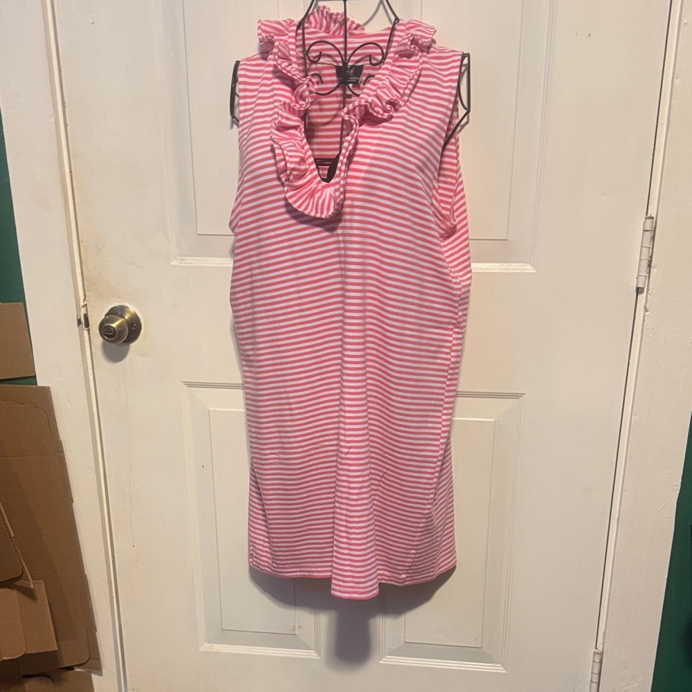 Pink Striped Ruffle Mini Dress